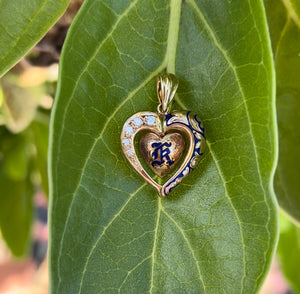 Heart Pendant with Diamonds and Initial