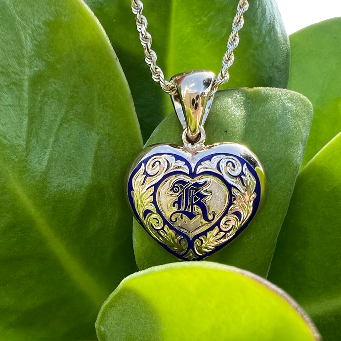 Ali'i Hawaiian Heart Pendant with Initial  K