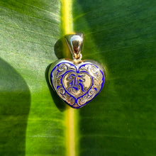 Load image into Gallery viewer, Hawaiian Heart with blue enamel and initial
