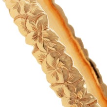 Load image into Gallery viewer, Plumeria and  Hibiscus engraving detail on 8mm Hawaiian bracelet  
