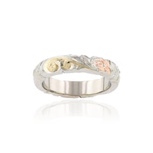 Load image into Gallery viewer, Tri-Color Scalloped Haku Lei 4mm Ring - Philip Rickard
