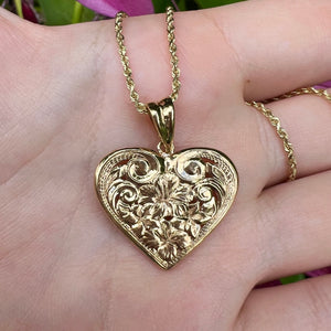 Large Filigree Hawaiian Heart Pendant 