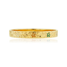 Load image into Gallery viewer, Hawaiian Bangle with enamel flower in white orange and green
