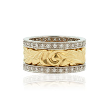 Load image into Gallery viewer, Two-Tone Hawaiian Ring with Diamonds 
