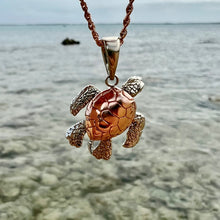 Load image into Gallery viewer, Medium Turtle with Moveable Body Parts in 14K Pink &amp; White Gold
